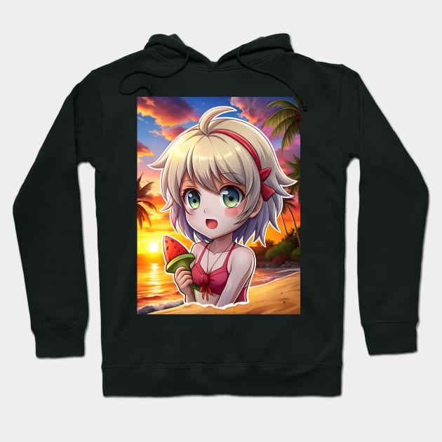 Anime Girl in Summer Beach Hoodie by Anime Planet